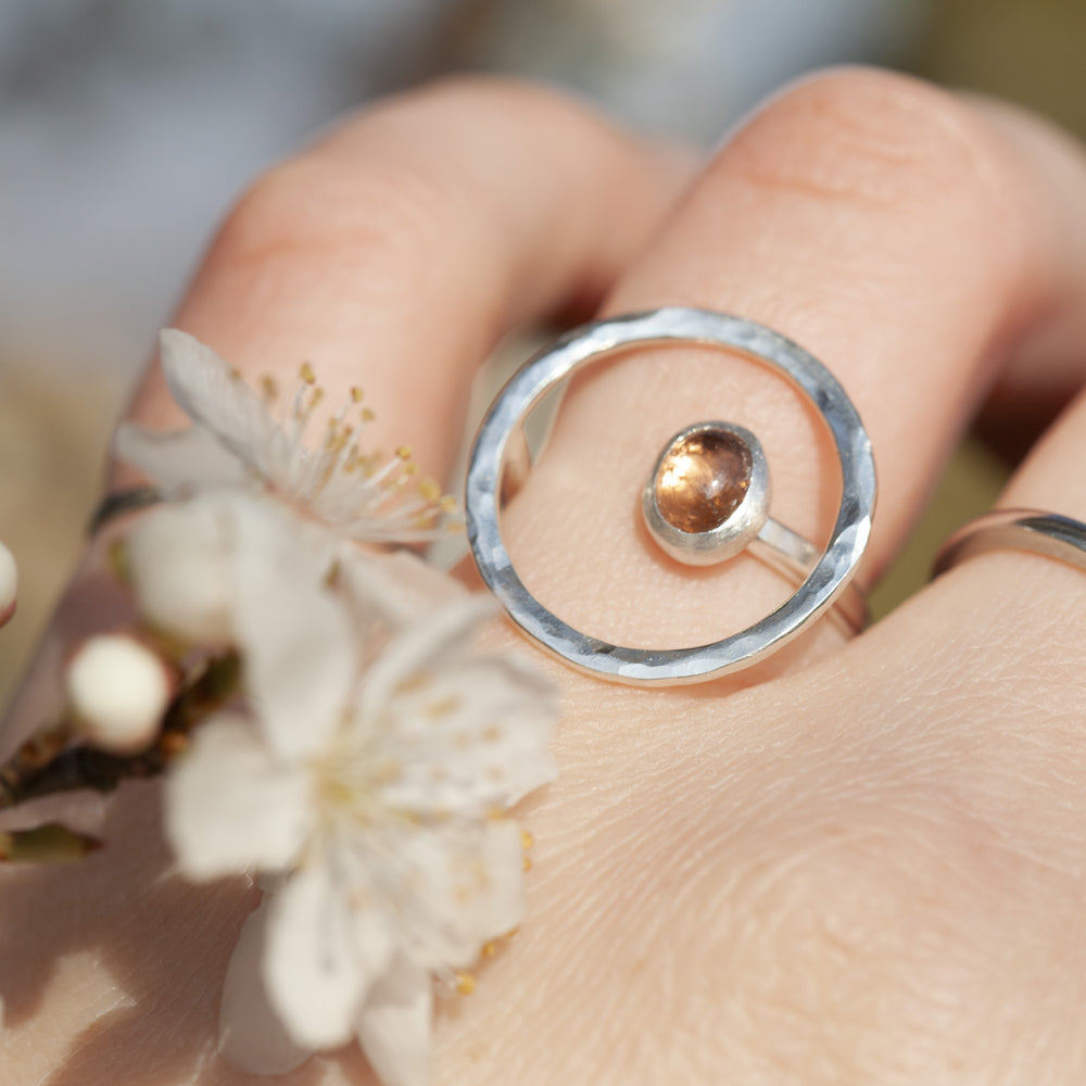 Anillo Lua pieza única #17 • Turmalina ~ Talla 53 ~ se puede ajustar (listo para enviar)
