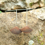 Load image into Gallery viewer, OOAK dangle earrings with plant imprint #1 • copper (ready-to-ship)
