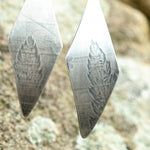 Load image into Gallery viewer, OOAK dangle earrings with plant imprint #5 • silver (ready-to-ship)
