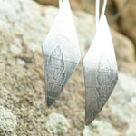Load image into Gallery viewer, OOAK dangle earrings with plant imprint #5 • silver (ready-to-ship)
