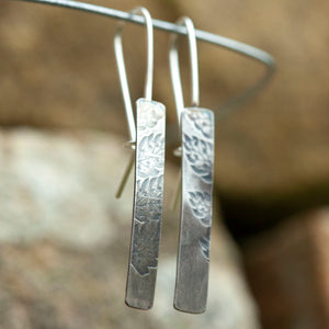 OOAK dangle earrings with plant imprint #9 • silver (ready-to-ship)
