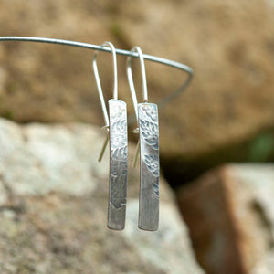 OOAK dangle earrings with plant imprint #9 • silver (ready-to-ship)