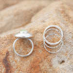 Afbeelding in Gallery-weergave laden, OOAK • Silver Pebble ring set #3, prehnite, size 55 (ready to ship)