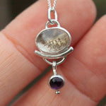 Load image into Gallery viewer, OOAK • Osmose pendant #3 ~ silver, rutilated quartz, amethyst and fern (ready to ship)
