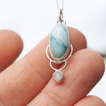 Load image into Gallery viewer, OOAK • Osmose pendant #4 ~ silver, larimar &amp; white labradorite (ready to ship)
