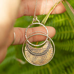 Load image into Gallery viewer, OOAK • Vegetal Moon pendant #25 • silver & brass (ready-to-ship)