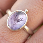 Load image into Gallery viewer, OOAK ring with captured plant #6 • amethyst • size 59 (ready to ship)