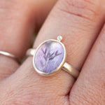 Load image into Gallery viewer, OOAK ring with captured plant #6 • amethyst • size 59 (ready to ship)