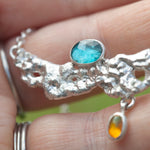 Load image into Gallery viewer, OOAK Lava necklace #10 • kyanite & Opal (ready to ship)