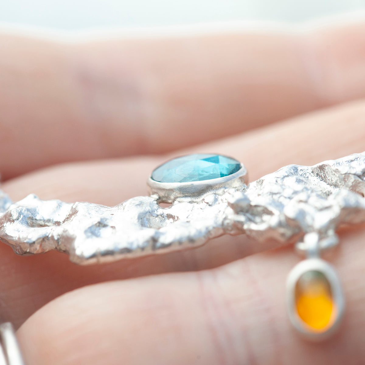 OOAK Lava necklace #10 • kyanite & Opal (ready to ship)