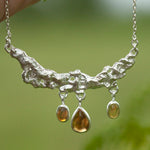 Load image into Gallery viewer, OOAK Lava necklace #4 • Citrine & Opal (ready to ship)