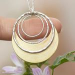 Cargar imagen en el visor de la galería, OOAK • Crescent moon pendant in silver & brass #25 (ready to ship)