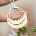 Cargar imagen en el visor de la galería, OOAK • Crescent moon pendant in silver & brass #25 (ready to ship)