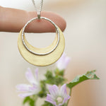 Load image into Gallery viewer, OOAK • Crescent moon pendant in silver & brass #26 (ready to ship)
