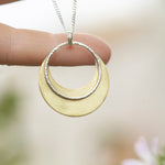 Load image into Gallery viewer, OOAK • Crescent moon pendant in silver & brass #26 (ready to ship)