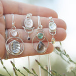 Load image into Gallery viewer, OOAK Osmose pendant #52 ~ with captured plant • Aquamarine & Opal (ready to ship)