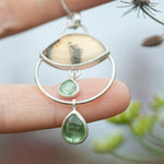 Load image into Gallery viewer, OOAK Healing Tears silver pendant #2 • Dendritic Opal & Kyanite (ready to ship)