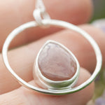 Cargar imagen en el visor de la galería, OOAK Mae pendant in silver #25 • Pink Moonstone (Ready to ship)