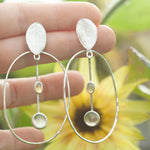 Afbeelding in Gallery-weergave laden, OOAK Selaya silver earrings #3 • leaf, Lemon quartz & Opal (ready to ship)