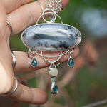 Load image into Gallery viewer, OOAK Aurae pendant #13 • Dendritic Opal, Kyanite & moonstone (ready to ship)