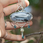 Load image into Gallery viewer, OOAK Aurae pendant #13 • Dendritic Opal, Kyanite & moonstone (ready to ship)