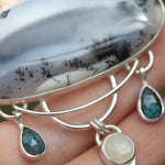 Load image into Gallery viewer, OOAK Aurae pendant #13 • Dendritic Opal, Kyanite & moonstone (ready to ship)