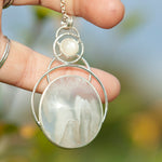 Load image into Gallery viewer, OOAK Aurae pendant #11 • Plume agate & Moonstone (ready to ship)