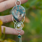Load image into Gallery viewer, OOAK Aurae pendant #8 • Azurite Chrysocolla, Kyanite & White Labradorite (ready to ship)