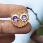 Load image into Gallery viewer, Stone stud earrings in silver #3 • Amethyst (ready to ship)