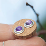 Load image into Gallery viewer, Stone stud earrings in silver #3 • Amethyst (ready to ship)