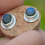 Load image into Gallery viewer, Stone stud earrings in silver #11 • Labradorite (ready to ship)