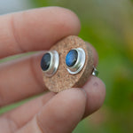 Load image into Gallery viewer, Stone stud earrings in silver #11 • Labradorite (ready to ship)