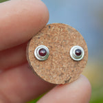 Load image into Gallery viewer, Stone stud earrings in silver #6 • Garnet (ready to ship)