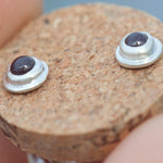 Load image into Gallery viewer, Stone stud earrings in silver #6 • Garnet (ready to ship)