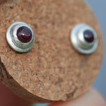 Load image into Gallery viewer, Stone stud earrings in silver #6 • Garnet (ready to ship)