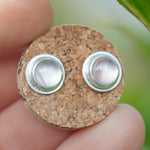 Load image into Gallery viewer, Stone stud earrings in silver #4 • Rose Quartz (ready to ship)