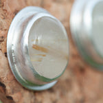 Load image into Gallery viewer, Stone stud earrings in silver #12 • Rutilated quartz (ready to ship)