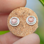 Load image into Gallery viewer, Stone stud earrings in silver #5 • Strawberry Quartz (ready to ship)