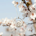 Load image into Gallery viewer, Double moon halo pendant in silver   (made to order)
