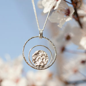 Double moon halo pendant in silver   (made to order)