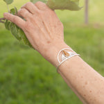 Cargar imagen en el visor de la galería, OOAK silver cuff bracelet with fossil coral (ready to ship)