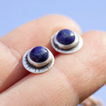 Afbeelding in Gallery-weergave laden, OOAK stud earrings with lapis lazuli ~ silver (ready-to-ship)