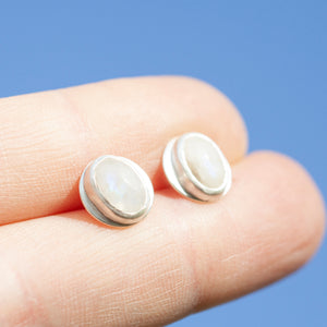 OOAK stud earrings with white labradorite ~ silver (ready-to-ship)