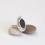 Load image into Gallery viewer, OOAK intuition ring with black pebble ~ Size 51 (ready-to-ship)