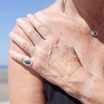 Load image into Gallery viewer, OOAK intuition ring with black pebble ~ Size 51 (ready-to-ship)