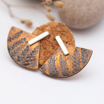Load image into Gallery viewer, OOAK Aela ear jackets #10 • copper & silver • vegetal imprint (ready-to-ship)
