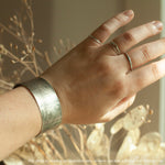 Load image into Gallery viewer, OOAK Silver bracelet with real vegetal imprint #3 • size 5,25cm (ready-to-ship)

