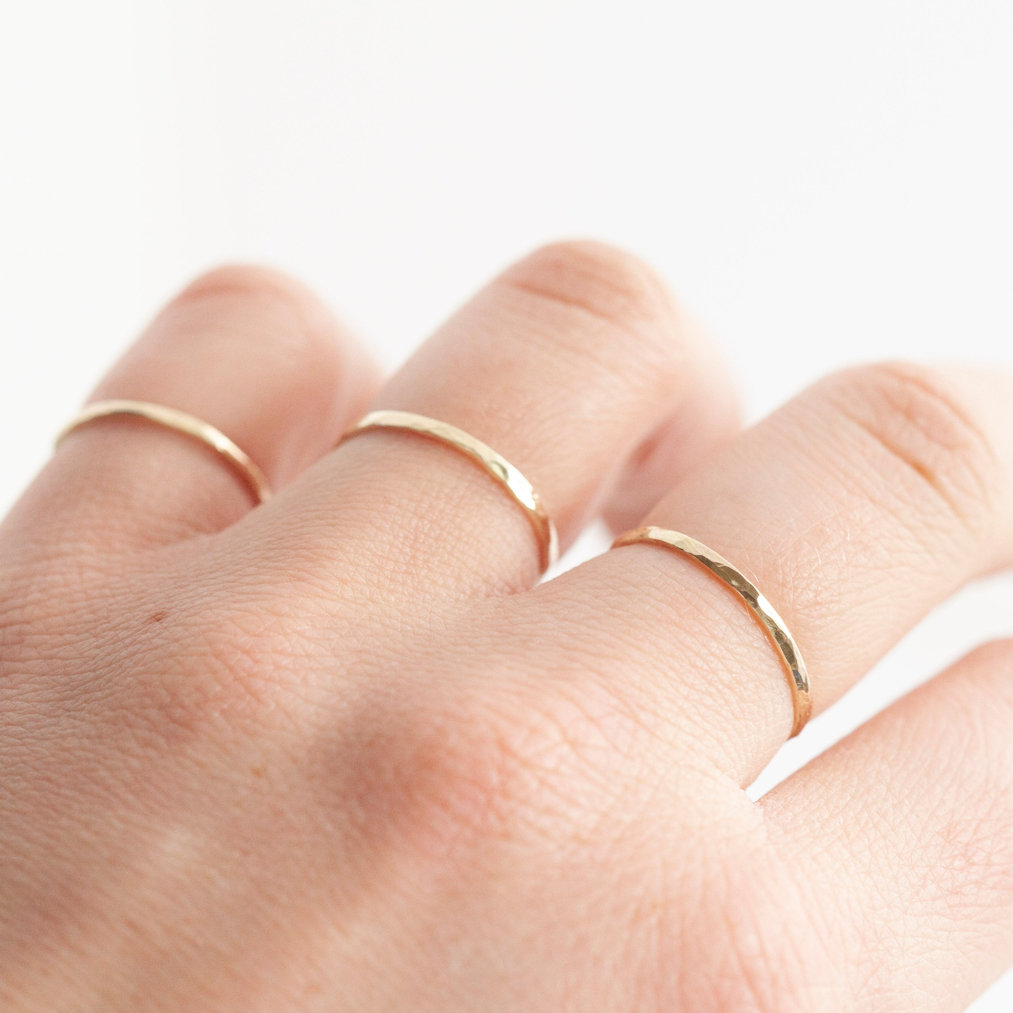 Simple hammered solid 14k gold ring (ready to ship)
