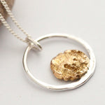Load image into Gallery viewer, OOAK Moon halo pendant #4 • silver &amp; solid 18k peach gold   (ready to ship)
