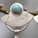 Load image into Gallery viewer, OOAK vegetal Elira earrings #10 ~ larimar &amp; fern (ready to ship)
